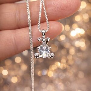Sterling silver teddy bear necklace
